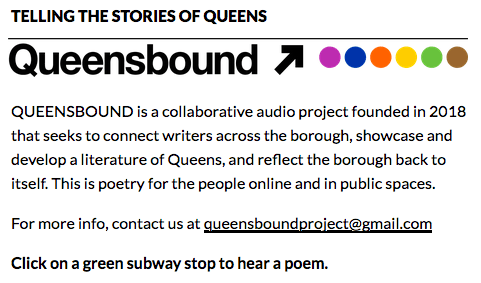 Queensbound collaborative audio project of poets and writers in Queens, New York