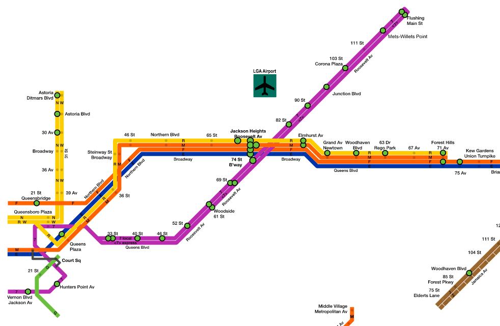 subway map of poetry in Queens